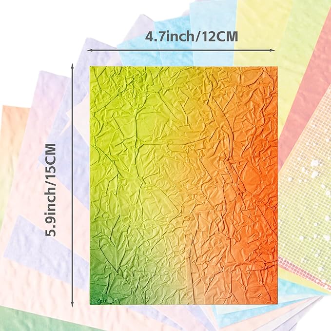 180 Sheets Textured Scrapbook Paper, Mixed Mesh Fabric Assorted Set, Multicolor Special Paper for Scrapbooking, DIY Handmade Craft Mulberry Papers Scrapbook Junk Journaling Supplies Card Making