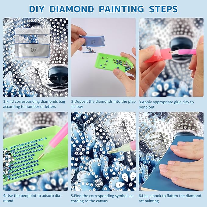 SENQAO Wolf Diamond Art Hanging Kit for Adult, Special Shaped Rhinestone, DIY Acrylic 5D Diamond Art Painting Window Pendants Home Garden Wall Hanging Kits Hanging Ornament