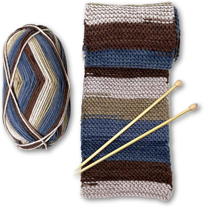 The Spinning Hand Knitting Kit for Beginners Adults – Learn to Knit Scarf Kit with Yarn, Needles & Step-by-Step Video Tutorials – Complete Starter Set (Timber)