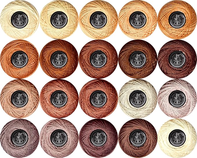 Soft 20 Colors Classic Crochet Thread 20 Pack,100% Cotton (Desert Sand-407-938)