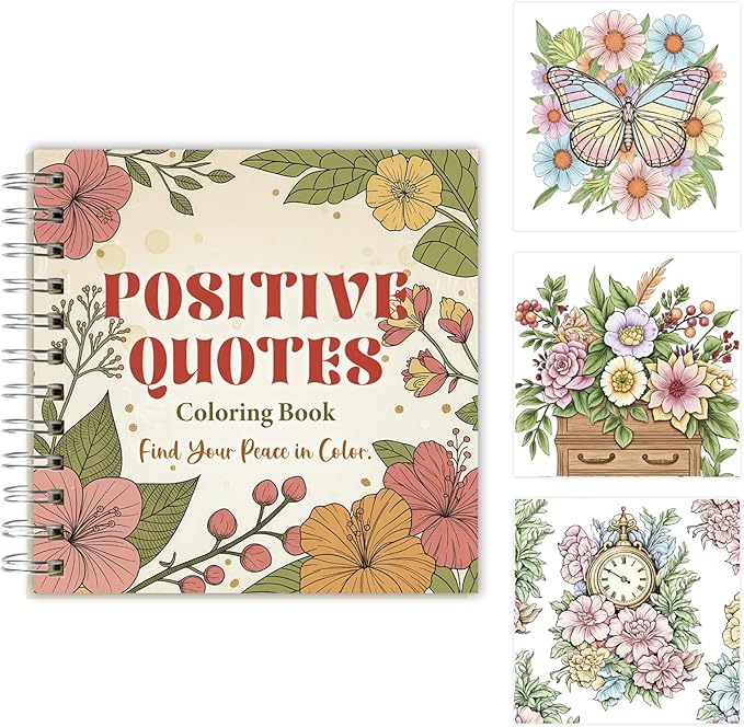 ZHIJIANHZ Inspirational Quotes Adult Coloring Book with Uplifting Sayings and Affirmations, 30 Pages for Mindfulness and Stress Relief, 6.7x6.7 Inch Motivating Gifts for Women and Men