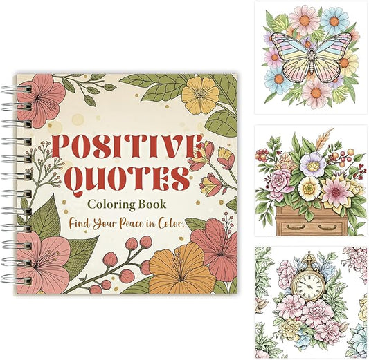 ZHIJIANHZ Inspirational Quotes Adult Coloring Book with Uplifting Sayings and Affirmations, 30 Pages for Mindfulness and Stress Relief, 6.7x6.7 Inch Motivating Gifts for Women and Men
