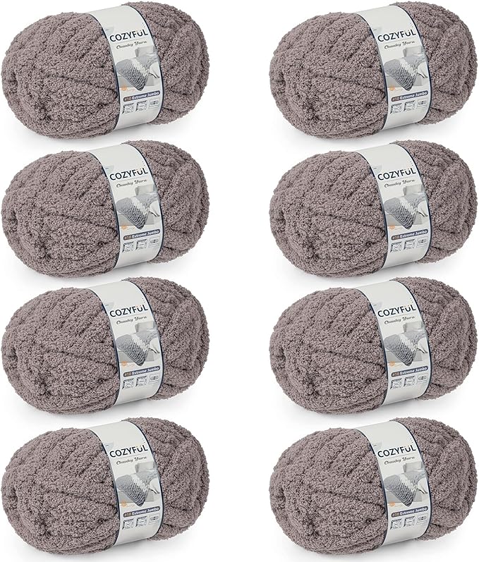 Chunky Yarn for Hand Knitting - #10 Chunky Chenille Yarn, Jumbo Big Thick Chunky Yarns for Crocheting, Super Bulky Chunky Knit Blanket Yarns, 8 Skein (25 yds 8 oz Each Skein), Sand