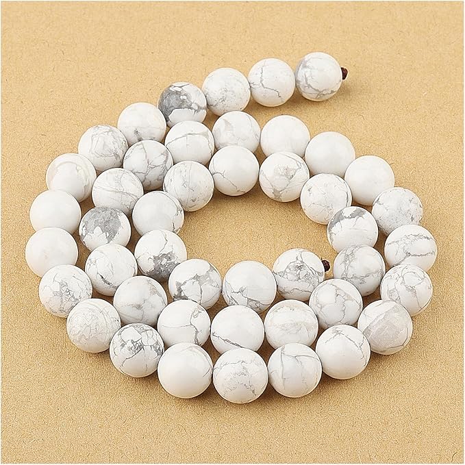 Natural Stone Beads for Jewelry Making - 8mm Round Gemstone Beads for Bracelets(44-48pcs, Howlite)