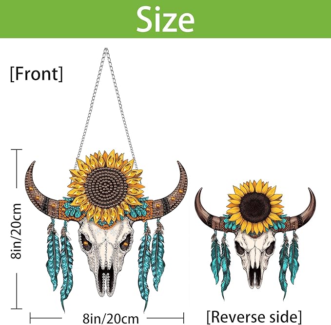 Wergund 5D DIY Sunflower Diamond Art Hanging Kits, Hanging Diamond Art Skull, Acrylic Special Shaped Rhinestone, Window Hanging Pendants for Home Wall Garden Front Door Outdoor Decor Gift(Sunflower)