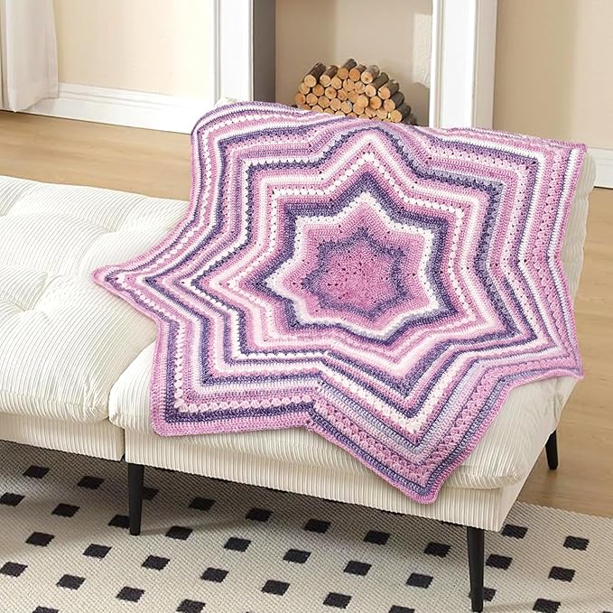 Katech Gradient Cake Yarn for Crocheting-Multicolor Soft Rainbow Cotton Crochet Yarn for Scarves, Shawls, Blankets, and Garments(C)