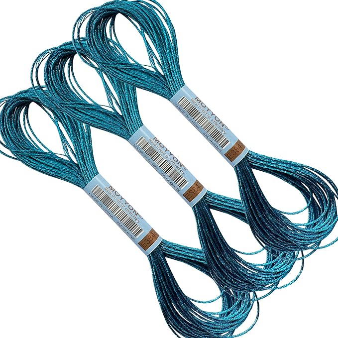 3 Skeins Embroidery Thread, Metallic Embroidery Floss Set, Polyester Cross-Stitch Threads for Hand Embroidery, String Art(E3843)