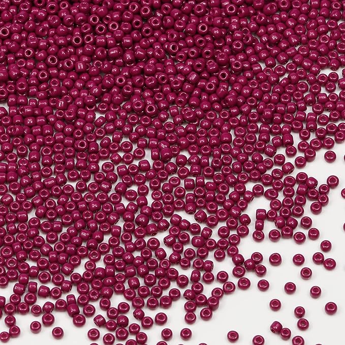 Bala&Fillic Magenta Color 3mm Seed Beads About 3600pcs/100Grams in Bag, 8/0 Glass Craft Beads for Making Bracelet and Necklace (Magenta)