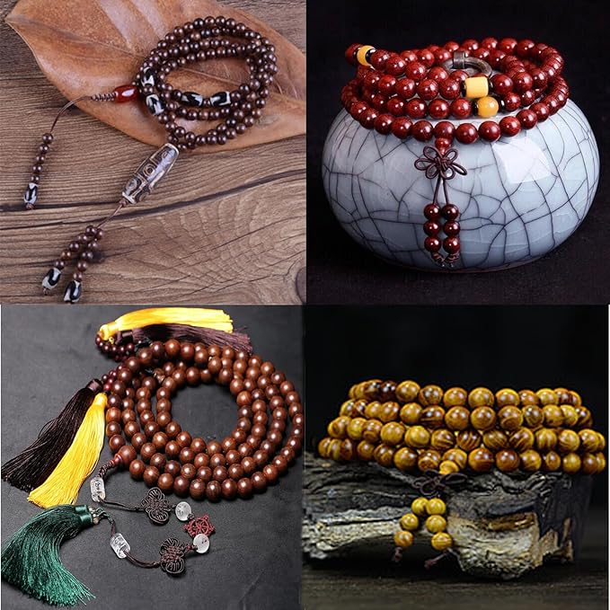 6mm Massive Beads Natural Wooden Round Loose Beads Jewelry Making with Thread 200 PCS(Wenge Wood, 6mm)