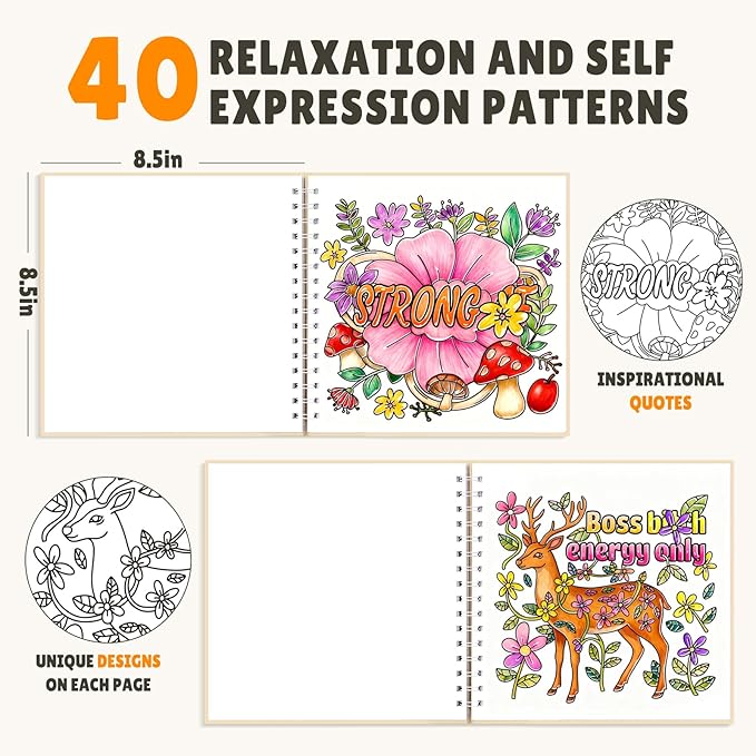 Adult Coloring Book for Mindfulness & Anxiety Relief: Coloring Books for Adults Relaxation with Motivational Quotes, Stress Relieving Nature Designs