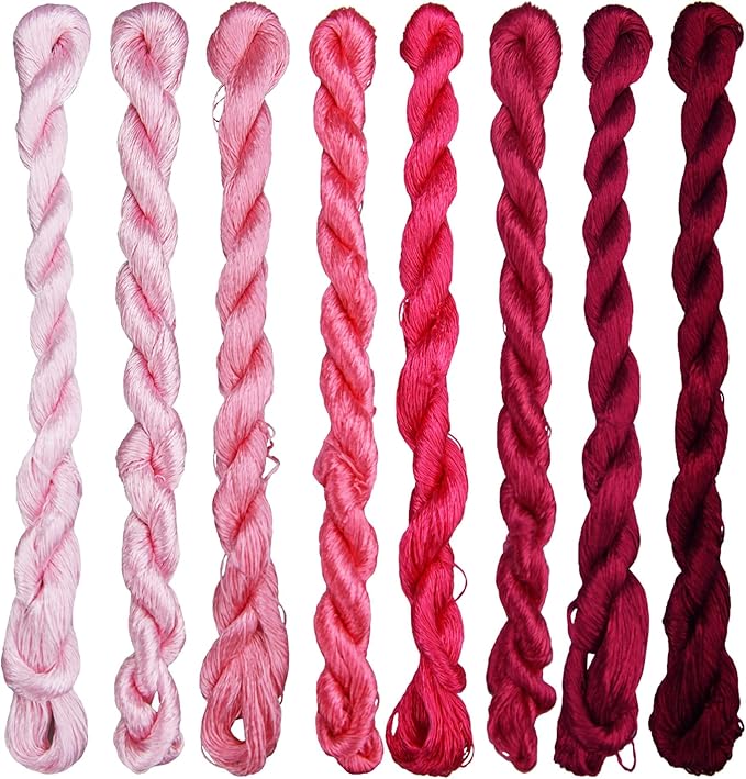 Natural 100% Silk Thread, Handmade Embroidery Thread Silk Floss 8 Colors 110m Each (09)