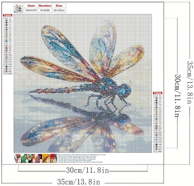 GEMFAMILY Dragonfly Diamond Art Kits for Adults,Funny Insects 5D Diamond Painting Kits for Beginner,DIY Round Full Drill Diamond Dots with Gem Art Kits Home Wall Decor 13.8 x 13.8 inch