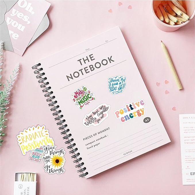 200 pcs quote & positive stickers pack — waterproof motivational vinyl stickers for water bottles, stanley cups, hydro flasks, laptops, computers, vision boards (positive sticker)
