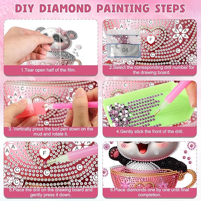 DOMROM Panda Diamond Art Hanging Kits for Adults Beginners, Special Shaped Crystal Diamond Painting Panda Pendant, DIY Diamond Art Suncatchers Animal for Home Garden Wall Decor Gift