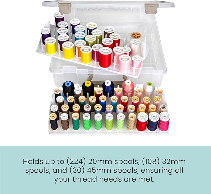 ArtBin Super Satchel Thread Box - Versatile Thread Storage for Sewing, Embroidery, and Quilting - 108 Pegs, Portable Design, Compatible with ArtBin Accessories - Made in USA, Transparent and Compact