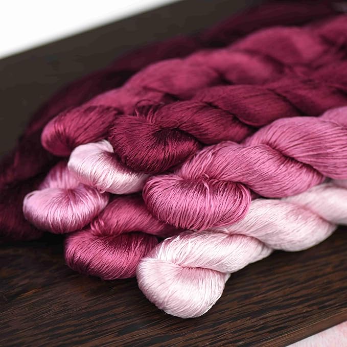 Natural 100% Silk Thread, Handmade Embroidery Thread Silk Floss 8 Colors 110m Each (80)