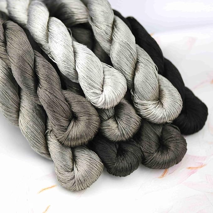 Natural 100% Silk Thread, Handmade Embroidery Thread Silk Floss 8 Colors 110m Each (78)