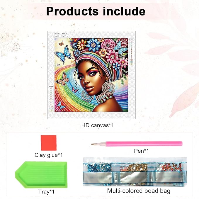 AiYuanzsh 5D Special Shaped Diamond Painting Kit - African American Woman Design, Unique Crystal Rhinestone Diamond Art Set for Beginners and Adults, Perfect for Home Wall Decor and Holiday Gifts