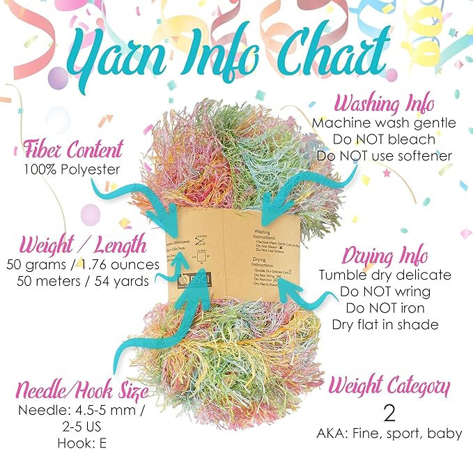 JubieeYarn Feather Whimsy Eyelash Yarn - 50g/Skein Fine Polyester Fur - Combo Pom Pom Variety Pack - 12 Skeins