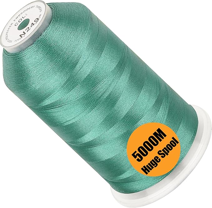New brothread - Single Huge Spool 5000M Each Polyester Embroidery Machine Thread 40WT for Commercial and Domestic Machines - Aquamarine (Janome Color)