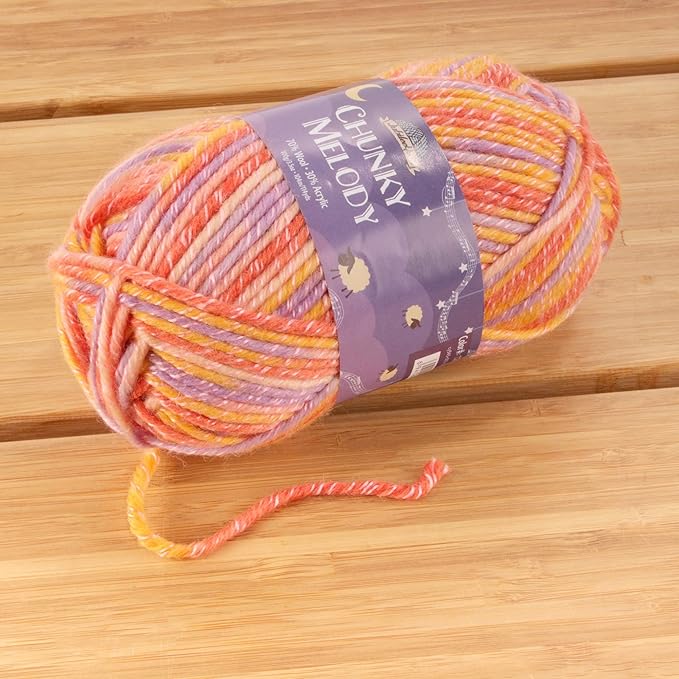 JubileeYarn Chunky Melody Yarn - 100g/Skein Bulky Wool Blend - Birthday Party - 2 Skeins