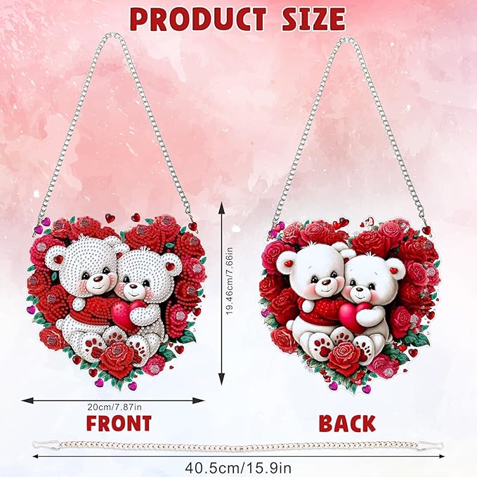 DOMROM Bear Diamond Art Hanging Kits for Adults Beginners, Special Shaped Crystal Diamond Painting Bear Pendant, DIY Diamond Art Suncatchers Animal for Home Garden Wall Decor Gift
