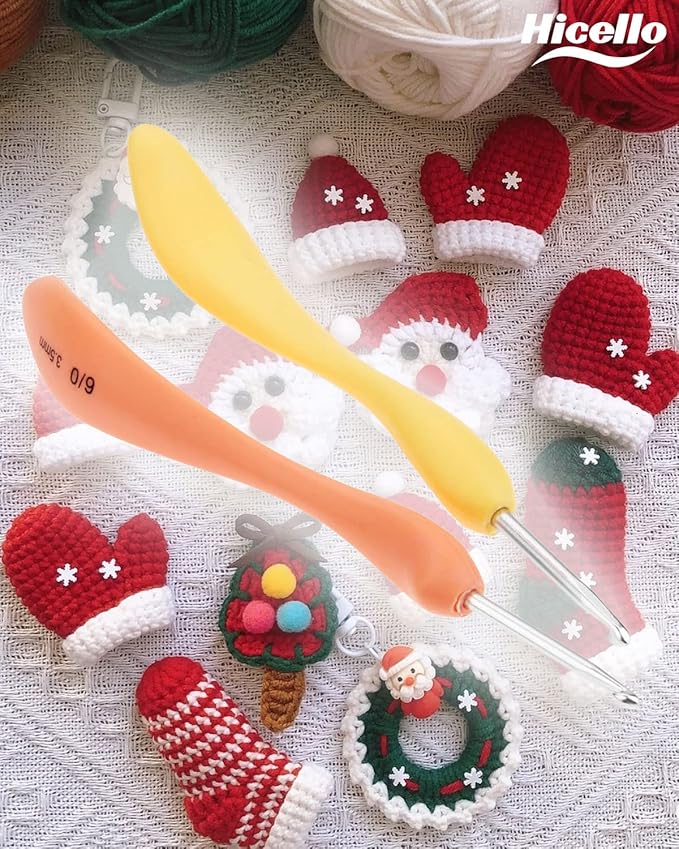 Crochet Hooks Set,Large Handle Ergonomic Grip Crochet Hook, 8PCS Aluminum Smooth Knitting Hook Needles for Arthritic Hands