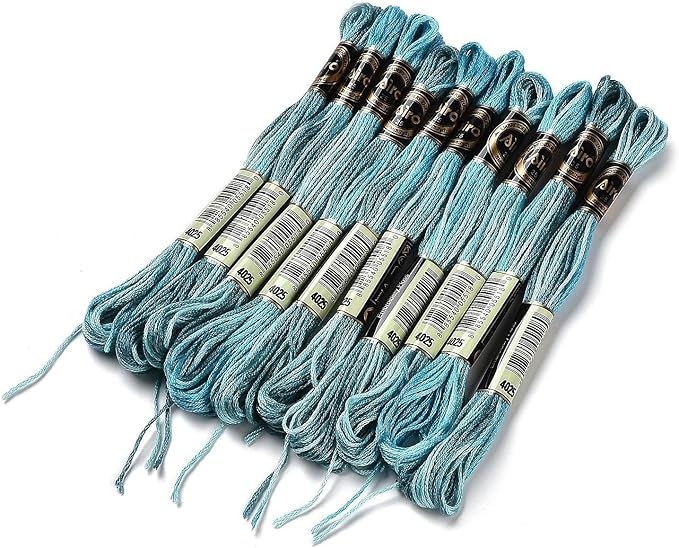 FASHEWELRY 10 Skeins Embroidery Floss Thread 0.5mm Dyed Cross Stitch Floss 6-Ply Friendship Bracelet String for Jewelry Making Bracelets Sewing Knitting Stitching Craft DIY (Dark Turquoise)