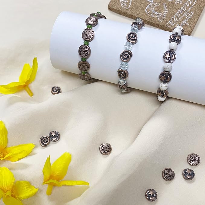 Copper Spacer 10mm Flat Beads for Jewelry Making Supplies for Adults Small Seed Bead for Necklace Earring Bracelet Making Kit Bulk Silver Jewelry Set 67pcs