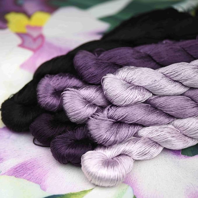 Natural 100% Silk Thread, Handmade Embroidery Thread Silk Floss 9 Colors 110m Each (74)