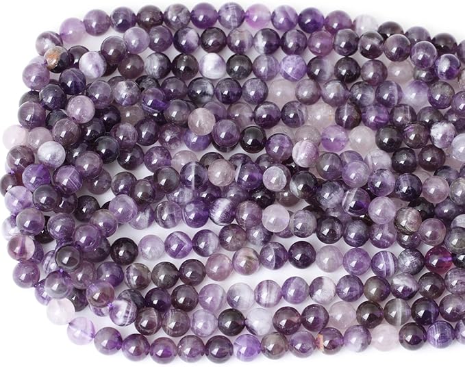 cheavian 45pcs 8mm natural dog teeth amethyst gemstone round loose beads crystal energy stone healing power for jewelry making 1 strand 15"