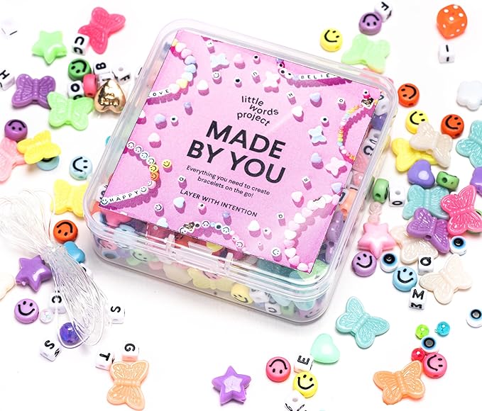 Little Words Project Bead Kit, DIY Bracelet Making Kit, Includes Colorful and Novelty Beads, Letter Blocks, String, Instruction Booklet & More, Fun & Creative Gift, Create Custom Bracelets