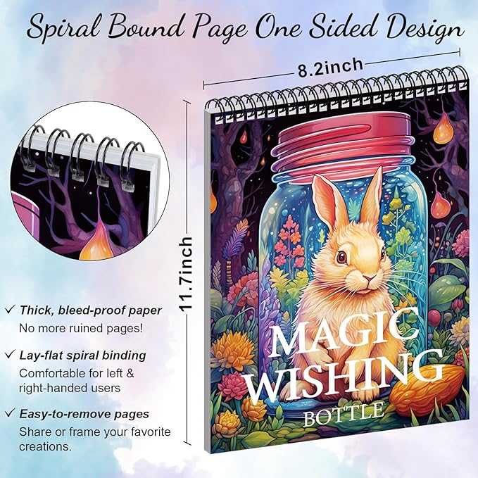 3Pcs Coloring Books for Adults Relaxation, Coloring Book Adult, Libros Para Colorear, Spiral Bound Printed On One Side, Mandala Coloring Book for Adults with 72 Patterns(Mandala & Butterfly & Wishing)