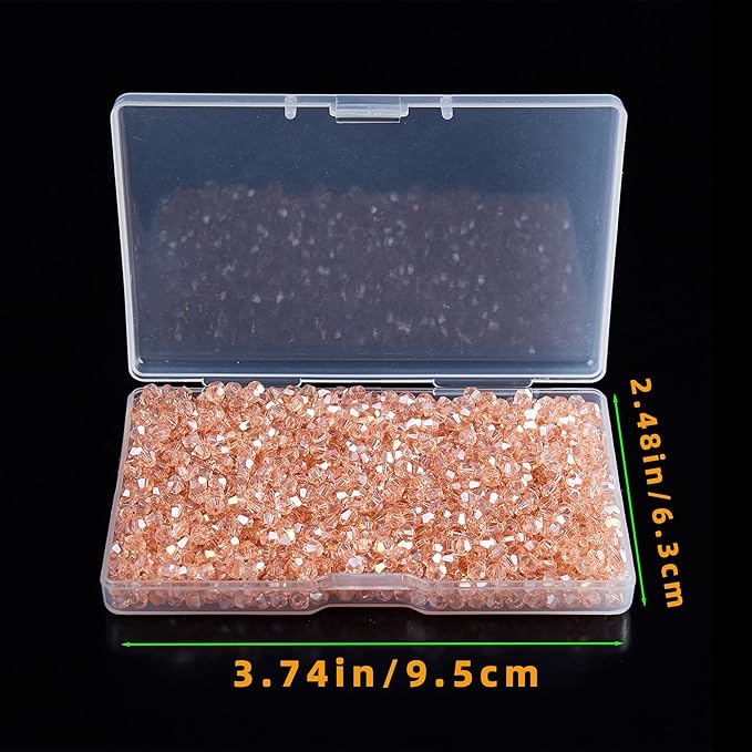 laopottbeads 1200pcs 3mm bicone crystal glass beads for jewelry making, sparkling mini beads for suncatchers, diy bracelets & craft projects (pink)