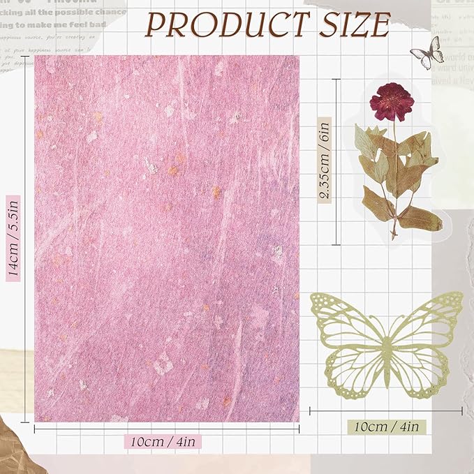 Fullhawl 186 Pcs Scrapbook Paper and Mesh Fabric Assorted Scrapbook Supplies Journaling Scrapbooking 20 Sheets Flowers Stickers 10 Sheets Butterfly Paper for Planner Junk Journal Retro Crafts