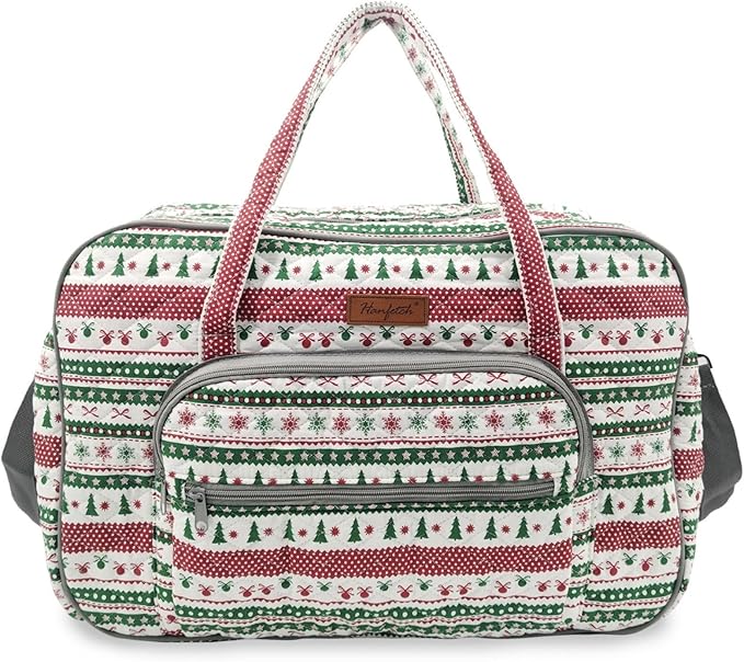 Yarn Storage Organizer, Knitting Crossbody Bag, Large Crochet Tote Bag Yarn Holder Case for Carrying Projects, Knitting Needles, Crochet Hooks and Other Accessories (Christmas Festive)