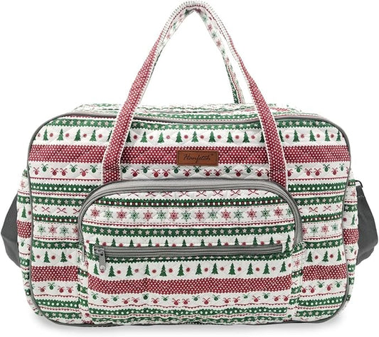 Yarn Storage Organizer, Knitting Crossbody Bag, Large Crochet Tote Bag Yarn Holder Case for Carrying Projects, Knitting Needles, Crochet Hooks and Other Accessories (Christmas Festive)