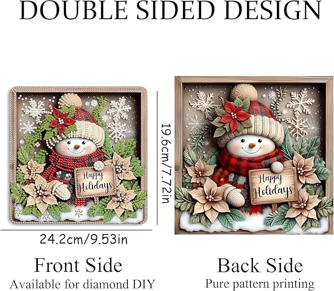 NEGEKFKX Christmas Diamond Art Hanging Pendant Kits,Snowman Special Shape Diamond Art Kits for Adults,Double Sided Hanging Acrylic Ornament Kit,Pendants Home Garden Wall Hanging Kits Hanging Ornament