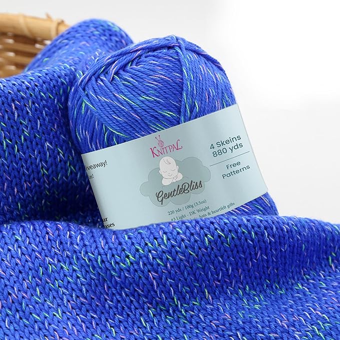 GentleBliss Soft Baby Yarn for Crocheting, 4 Skeins, 880Yds/400G, Free Patterns - Acrylic Baby Blanket Yarn for Knitting - Light Worsted 3 DK Weight - Royal Blue