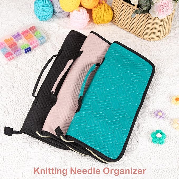 Knitting Needles Case (Up to 14 Inches) - Organizer for Knitting and Crochet Accessories - Empty Hook Case
