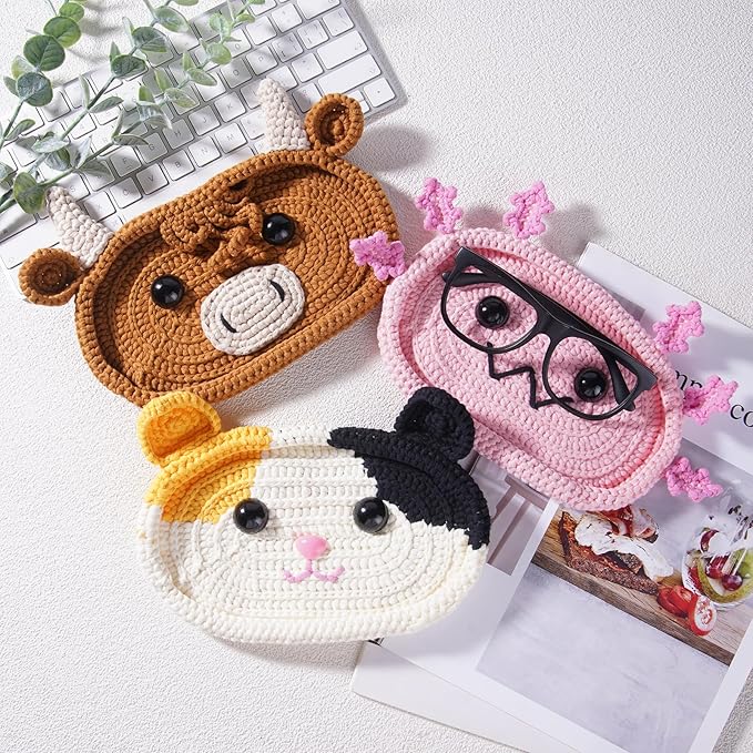 CrochetBox Crochet Kit for Beginners - Glasses Holder Eyeglass Crochet Kit, Beginners Crocheting Kitting for Adults Teen, Gifts with Crochets Yarns, Hook, Step-by-Step Video, Instruction