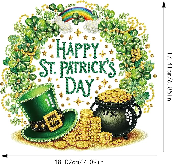 Hanging Diamonds Art kit for Adult,Saint Patrick Wreath Pendant Diamonds Painting Art Kit,7.0x6.8inch Acrylic Diamonds Painting Board Kit Ornament, Special Crystal Diamond Hanging Ornament