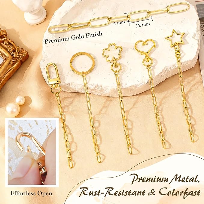 Ecoofor 50 Set Keychain Making Kit, 5 Style Metal Keychain Clips with Swivel Snap Hooks, Lobster Clasps, Key Rings & Extender Chains for DIY Crafts, Jewelry, Bags, Keychains & Gift Accessories