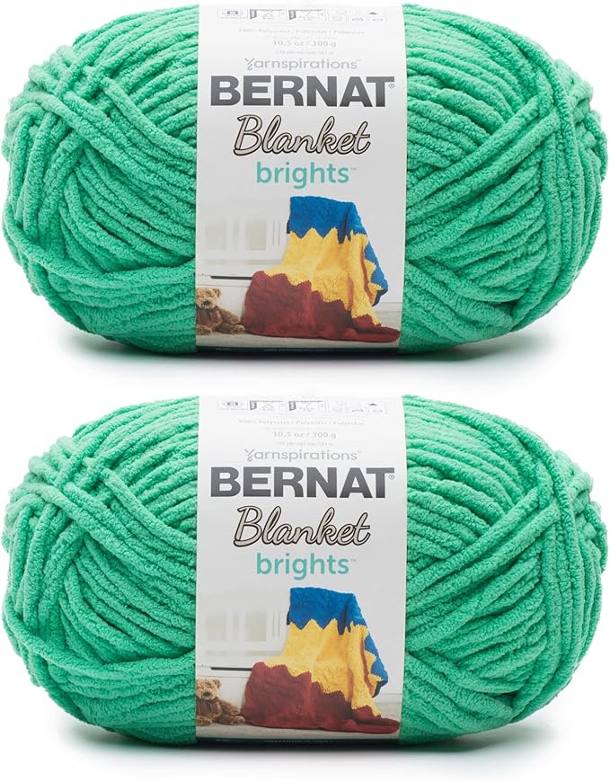 Bernat Blanket Brights GoGo Green Yarn - 2 Pack of 300g/10.5oz - Polyester - 6 Super Bulky - 220 Yards - Knitting/Crochet
