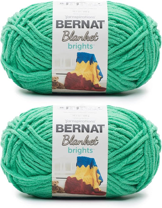 Bernat Blanket Brights GoGo Green Yarn - 2 Pack of 300g/10.5oz - Polyester - 6 Super Bulky - 220 Yards - Knitting/Crochet