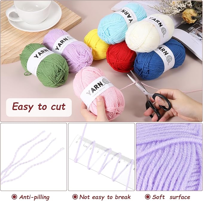 3Pcs Light Purple Acrylic Yarn 400 Yard 4 Ply Soft Crochet Yarns Sport Weight Yarn,[for DIY Crocheting Knitting Craft Blankets Hats]-150g