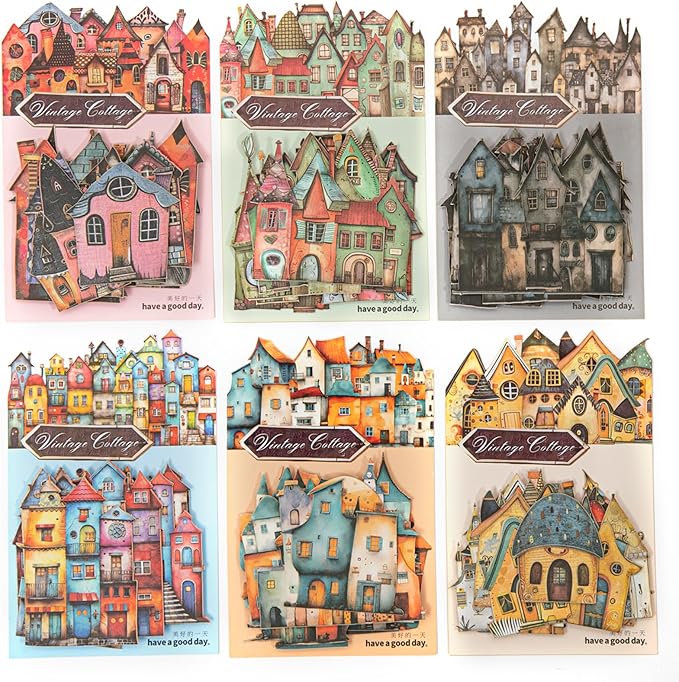 90 Pieces Aesthetic Magic Cottage Sticker Set, 6 Pack Vintage Fantasy Cottage Stickers for Scrapbooking, Journaling, DIY Crafts Arts, and Junk Journal Supplies