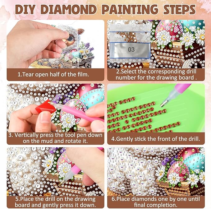 DOMROM Sheep Diamond Art Hanging Kits for Adults, Easter Special Shaped Crystal Diamond Painting Sheep Pendant, DIY Diamond Art Suncatchers Animal for Home Garden Wall Decor Gift