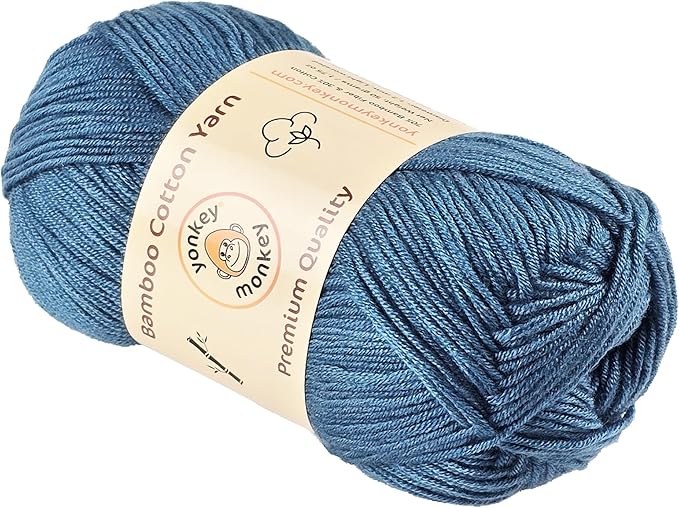 10-Pack of Yonkey Monkey 500 Grams Yarn - 70% Rayon derived from Bamboo, 30% Cotton - Imported - Cowboy Blue 9030