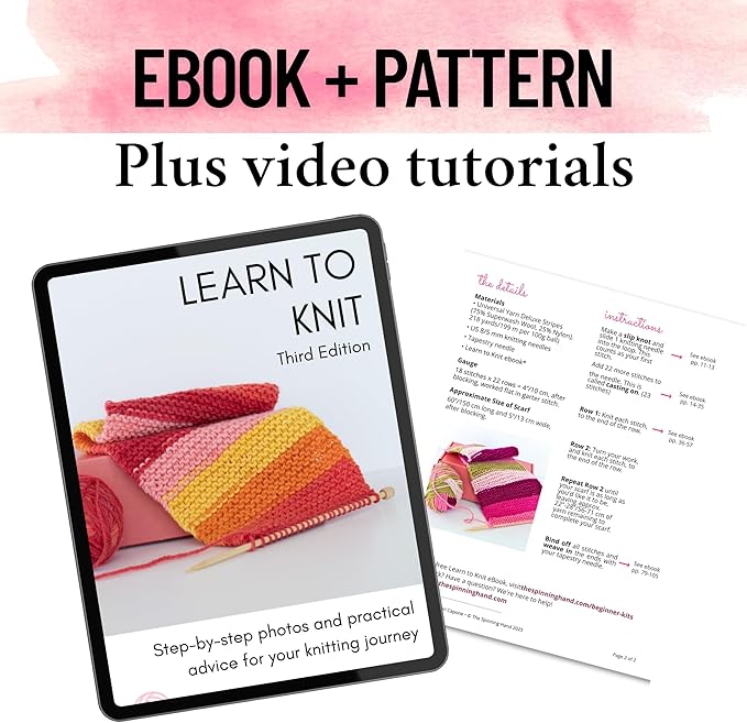The Spinning Hand Knitting Kit for Beginners Adults – Learn to Knit Scarf Kit with Yarn, Needles & Step-by-Step Video Tutorials – Complete Starter Set (Dragonfruit)